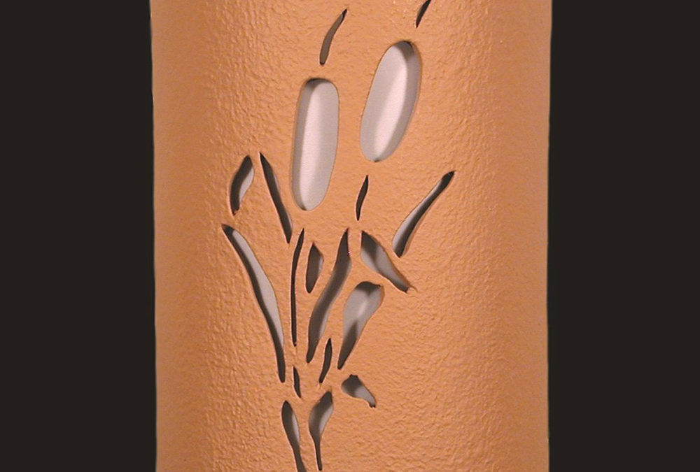 8″ Wall Light-Cattails-Open Top Half Round-Brown-Indoor-Outdoor