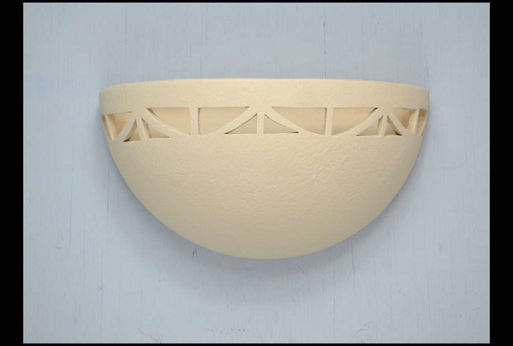 Small Bowl Wall Light-Art Deco Border-Uplight -Antique White-Indoor Only