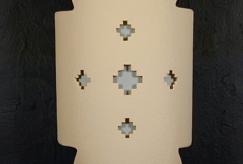 12″ Wall Light-Crosses on a Zig Zag Handcut Half Round-Tan-Indoor-Outdoor