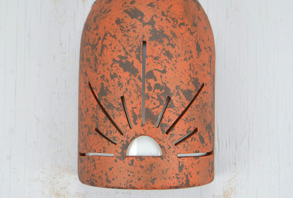 8″ Wall Light-Sunrise-Hood (Dark Sky) Half Round-Copper Brick-Indoor-Outdoor