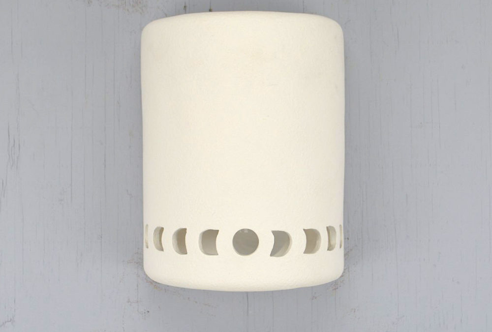 9″ Wall Light-Bullets Bottom Border-Open Top Half Round-White-Indoor-Outdoor