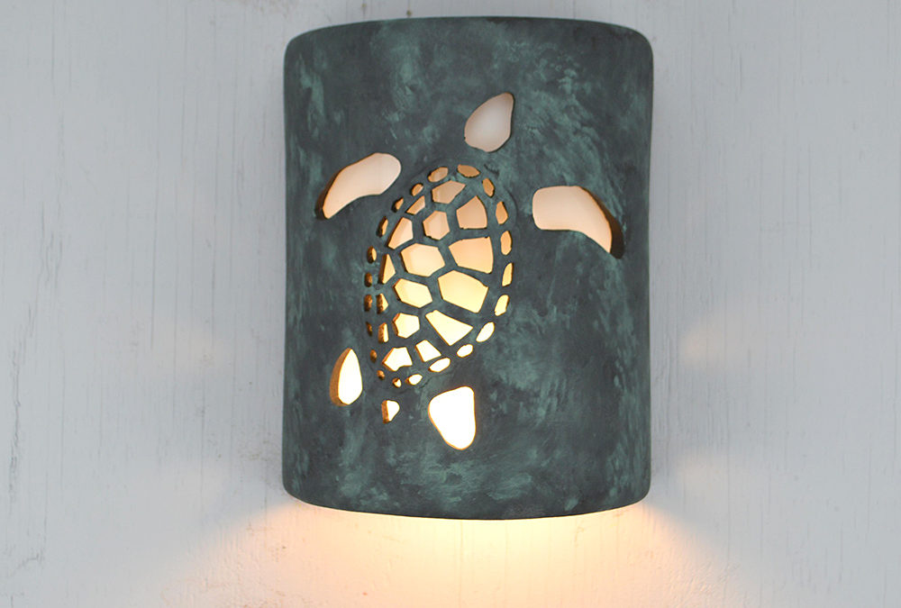 9″ Wall Light-Ocean Turtle-Closed Top (Dark Sky) Half Round-Jasper-Indoor-Outdoor