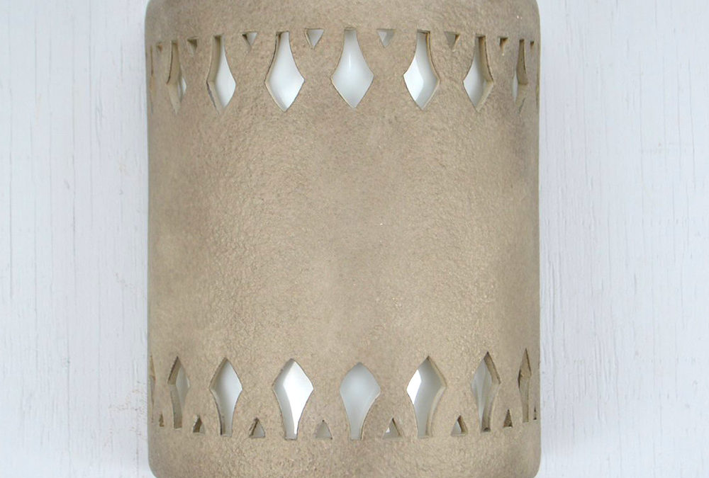 9″ Wall Light-Crown Border-Open Top Half Round-Taupe Haze-Indoor-Outdoor