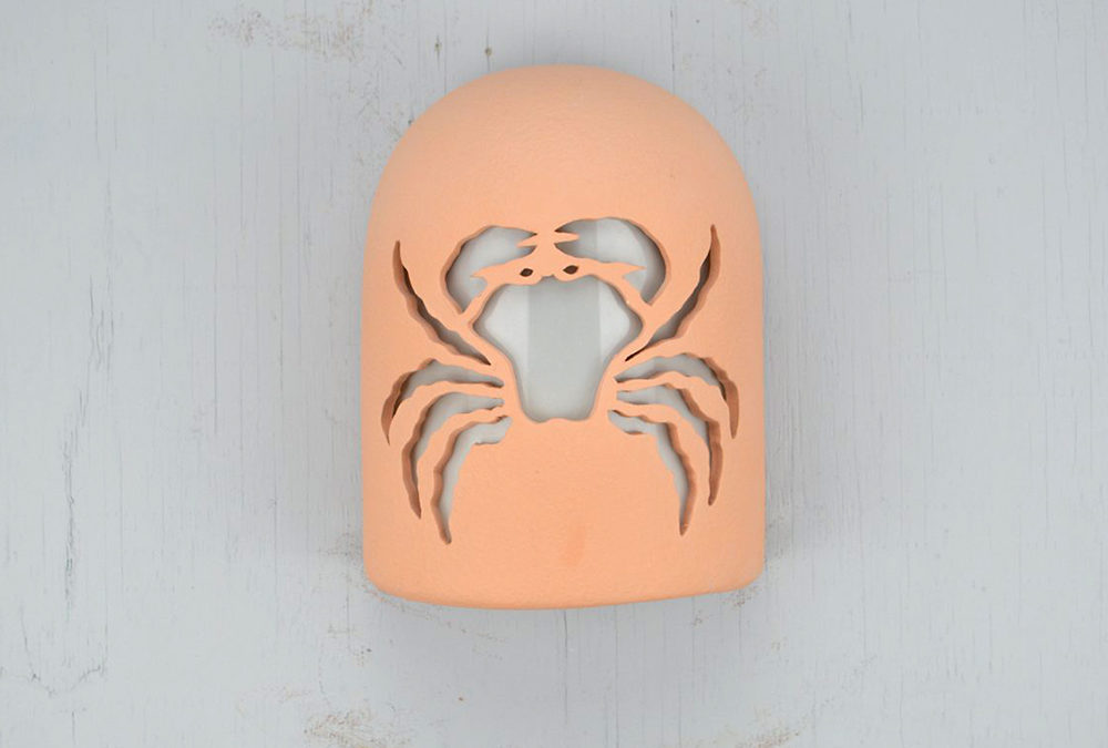 9″ Wall Light-Crab-Hood (Dark Sky) Half Round-Apricot-Indoor-Outdoor