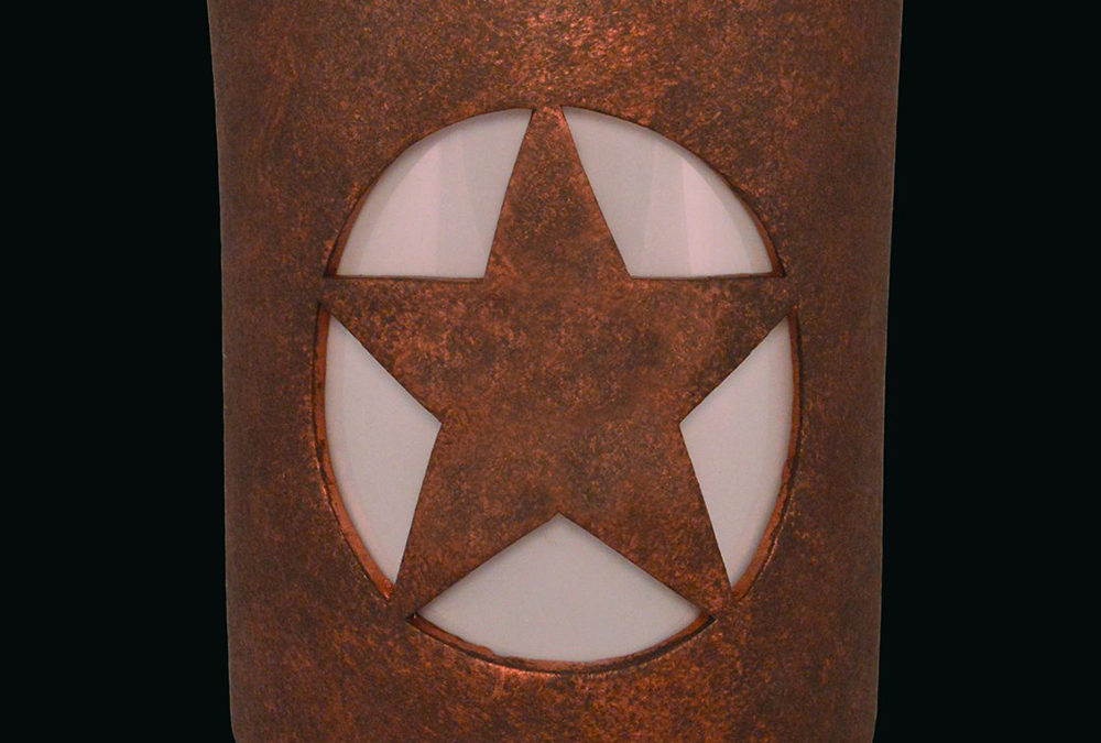 9″ Wall Light-Lonestar-Open Top Half Round-Antique Copper-Indoor-Outdoor