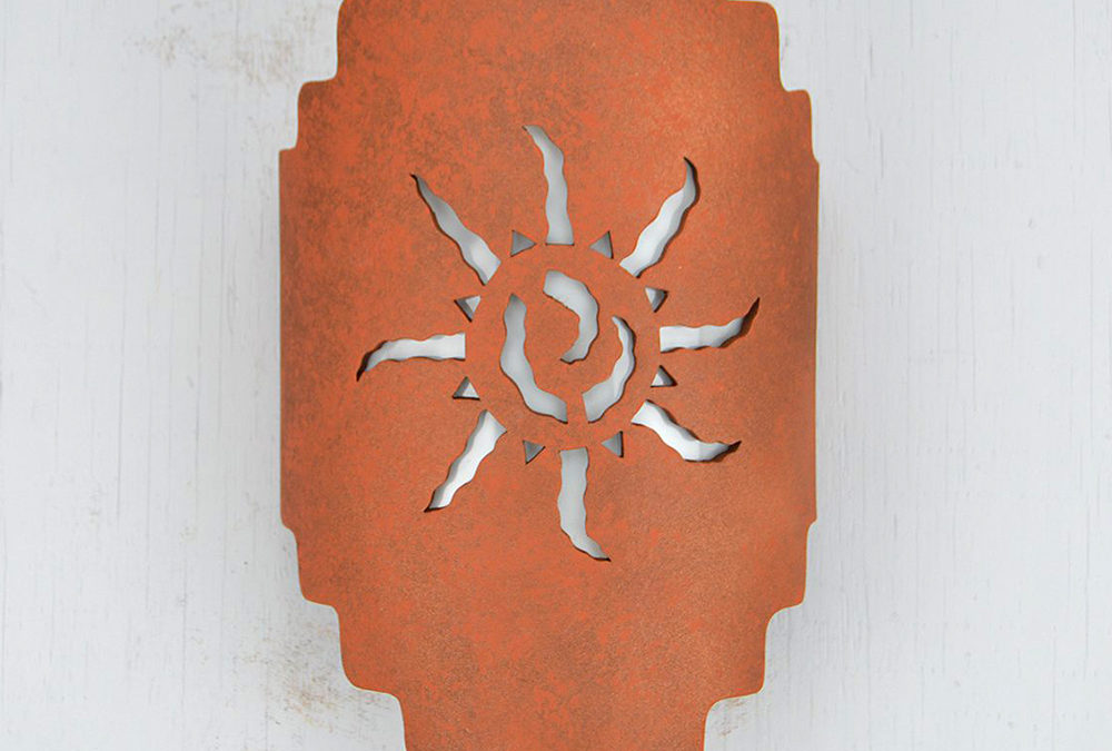 Stairstep Handcut-Ancient Sun-Half Round-Rusted Steel-Indoor-Outdoor