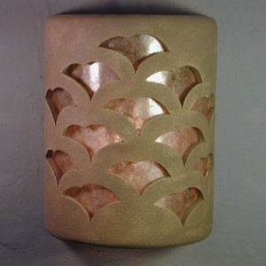9" Open Top - Gingko Design w/Silver Mica Lens, in Taupe Wash color - Indoor/Outdoor
