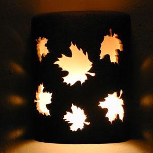 9" Open Top - Maple Leaves Design, in Parchment color - Indoor/Outdoor