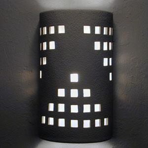 Open Top Wall Sconce with Grid Design in White Solid color-Indoor/Outdoor