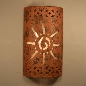 18" Open Top - Southwest Ancient Sun center w/Monterey Border Designs in a Copper Brick Color-Indoor/Outdoor