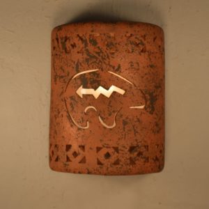 9" Open Top - Southwest Spirit Bear, with Monterey Border designs in Copper Brick color - Indoor/Outdoor