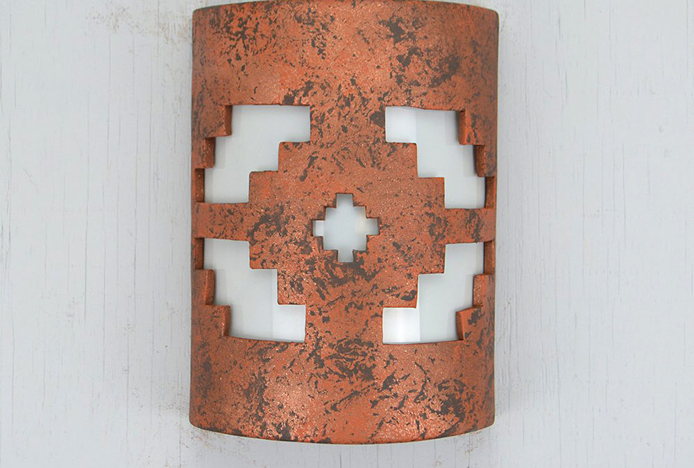 10″ Wall Light-Ventana-Open Top ADA Low Profile Half Round-Copper Brick-Indoor-Outdoor