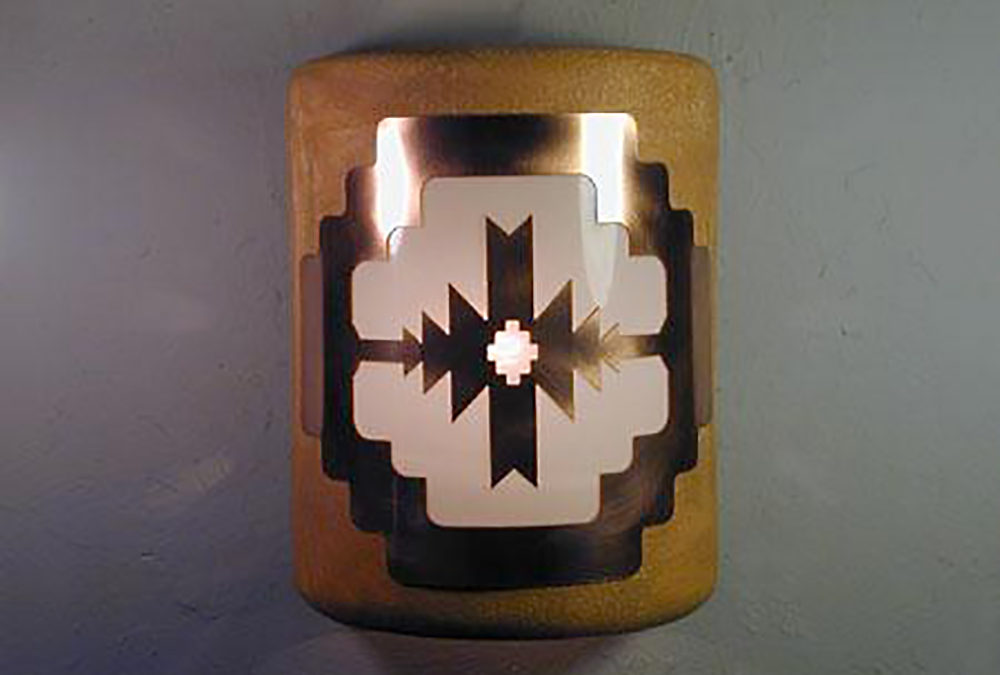 9″ Wall Light-Aztec Copper Cover-Closed Top (Dark Sky) Half Round-Sand Wash-Outdoor-Indoor