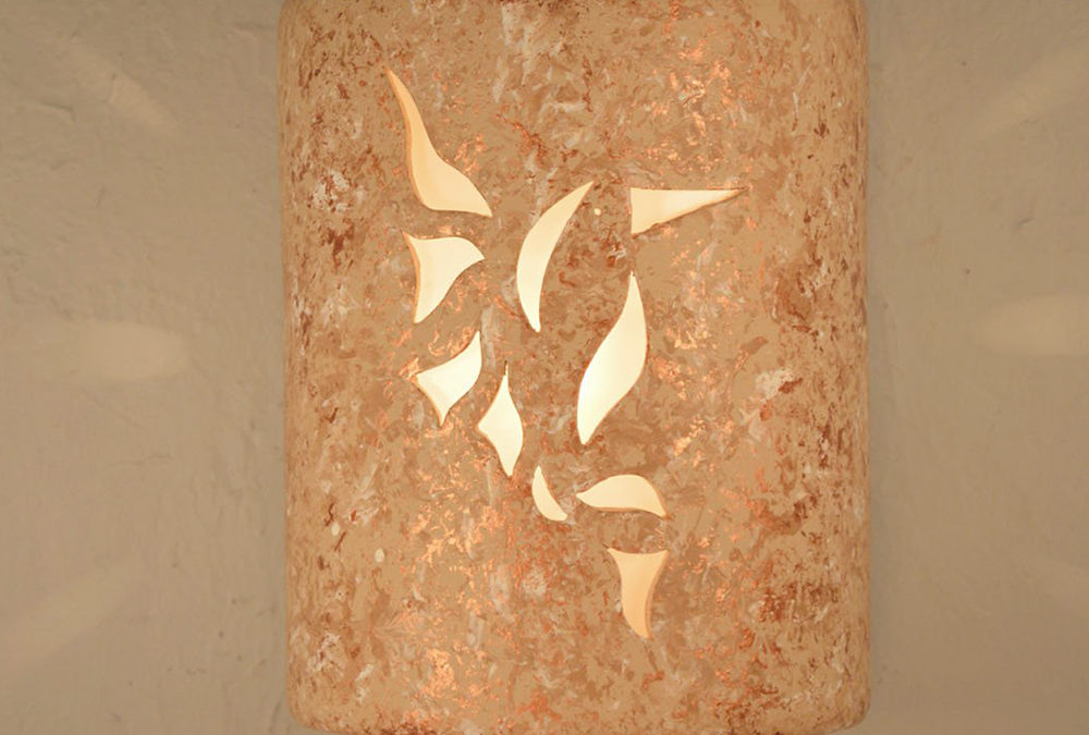 9″ Wall Light-Hummingbird-Closed Top (Dark Sky) Half Round-Copper Rocky Road-Indoor-Outdoor