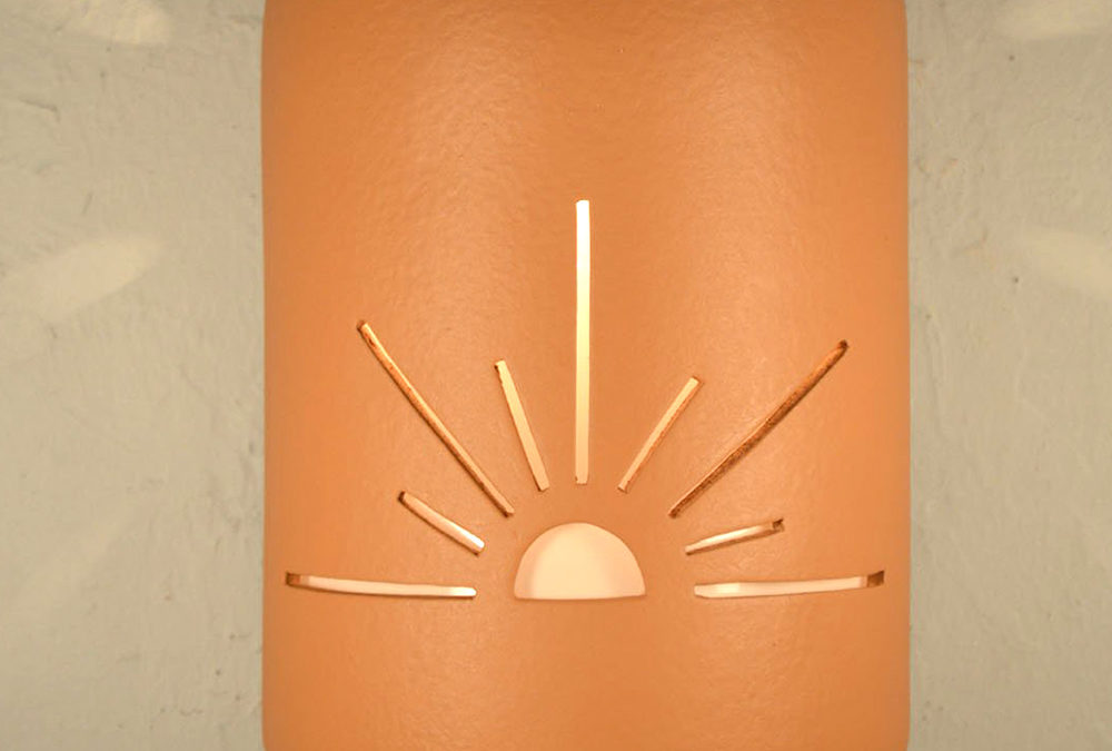 9″ Wall Light-Sunrise-Closed Top (Dark Sky) Half Round-Terracotta-Indoor-Outdoor