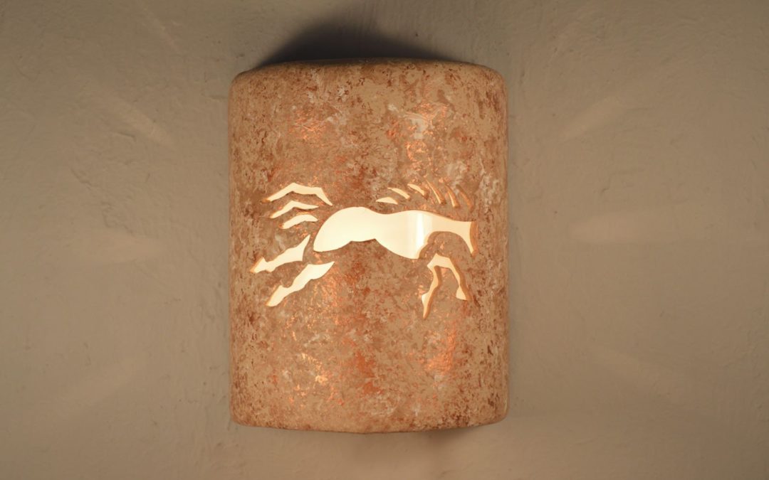 9″ Wall Light-Wild Horse-Closed Top (Dark Sky) Half Round-Copper Rocky Road-Indoor-Outdoor