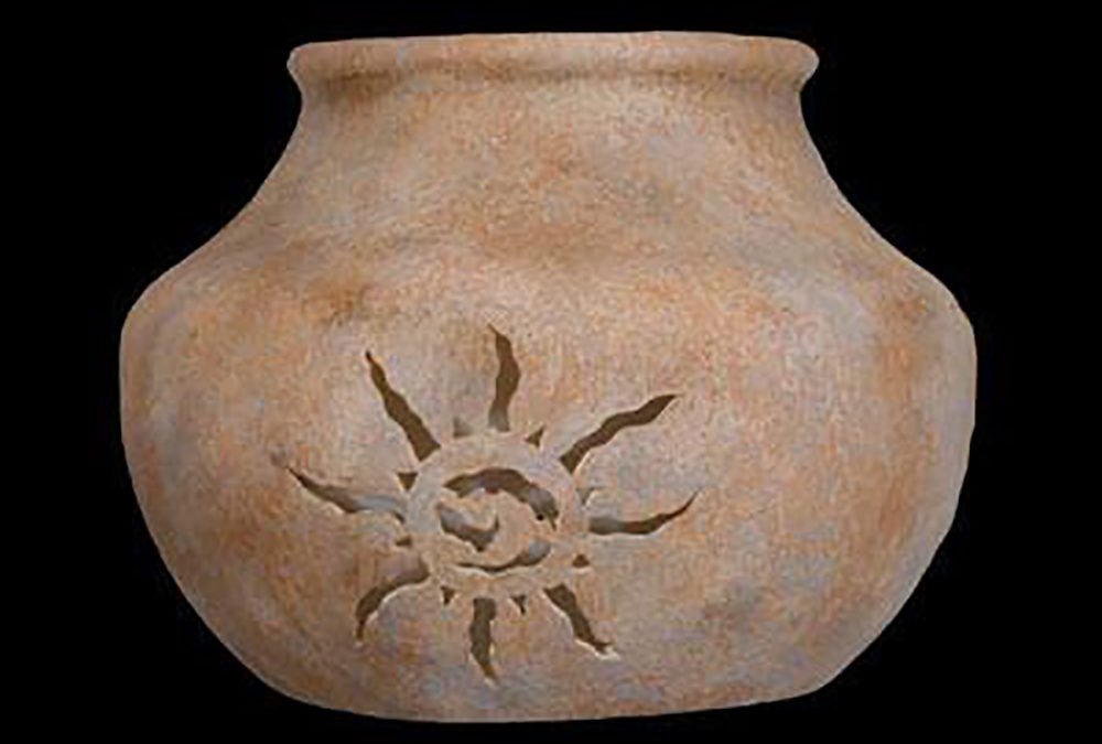 Native Pot Wall Light-Ancient Sun-Open Top Half Round-Sandstone-Indoor-Outdoor