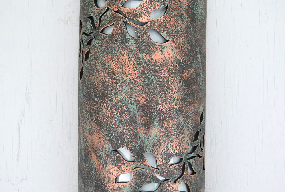 14″ Wall Light-Ivy-Closed Top (Dark Sky) Half Round-Copper Moss Agate-Indoor-Outdoor