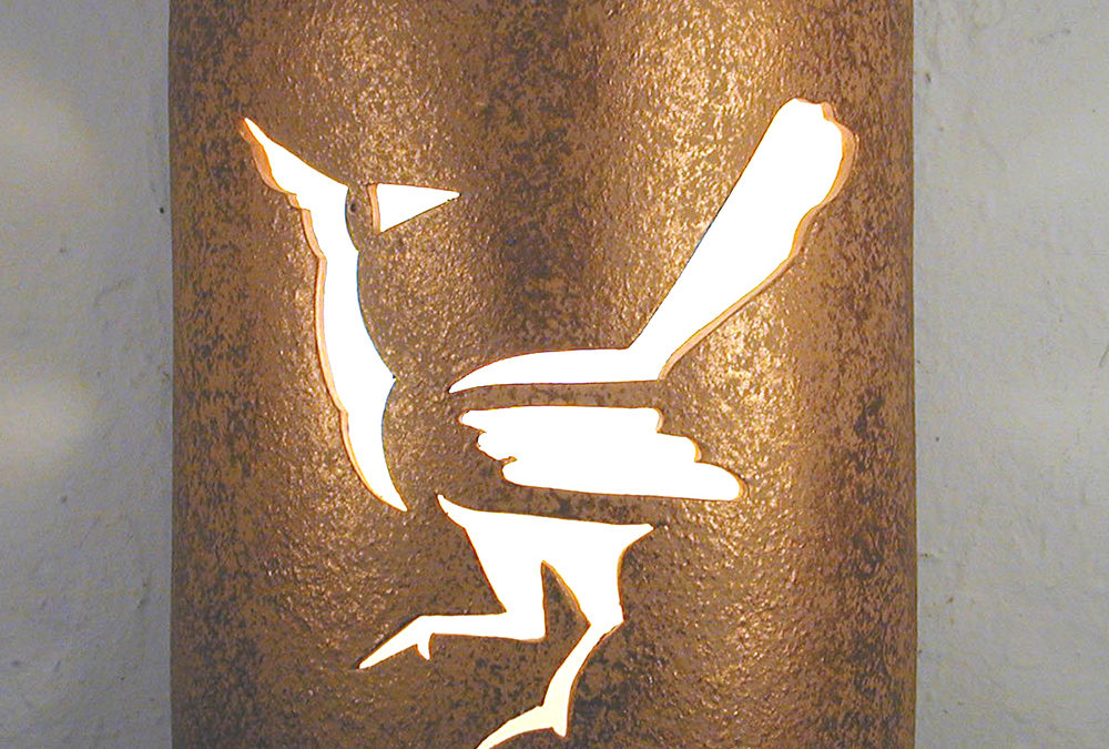 9″ Wall Light-Roadrunner-Open Top Half Round-Brown Mica-Indoor-Outdoor