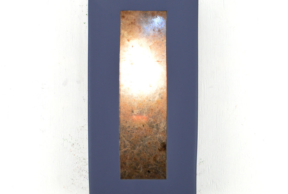 14″ Wall Sconce-Picture Window-Low Profile ADA Rectangle-Navy Blue-Silver Mica-Indoor-Outdoor-Open Top