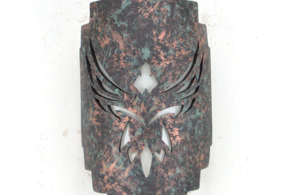 12″ Wall Light-Phoenix-Stairstep Handcut-Copper Agate-Indoor-Outdoor