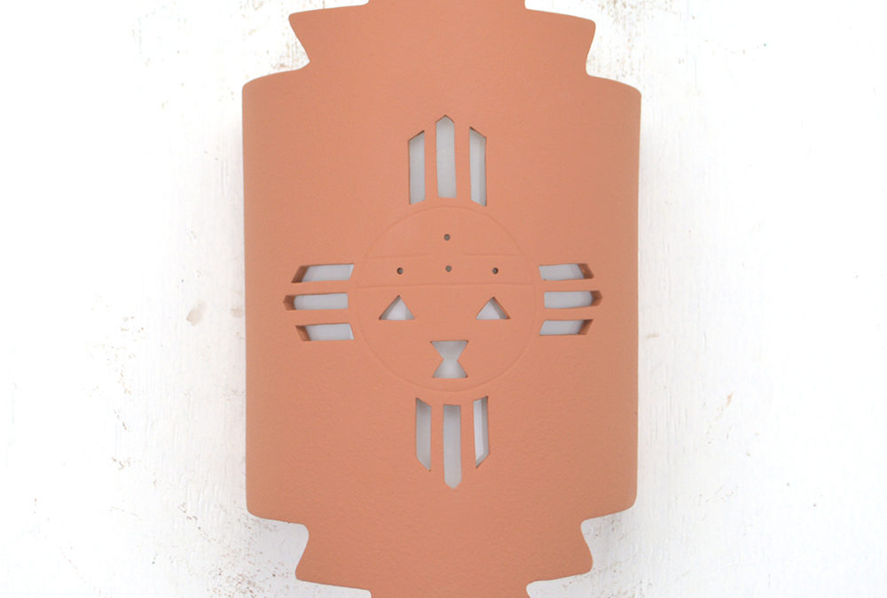 12″ Wall Light-Sunface-Zig Zag Handcut-Terracotta-Indoor-Outdoor