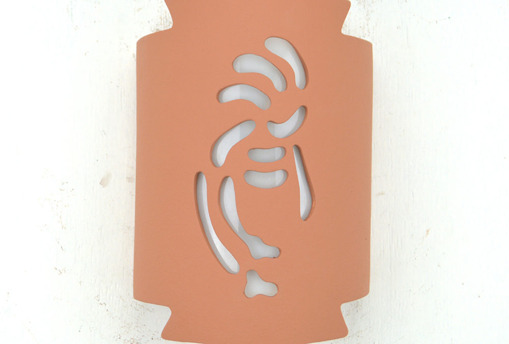 12″ Wall Light-Kokopelli-Zig Zag Handcut-Terracotta-Indoor-Outdoor