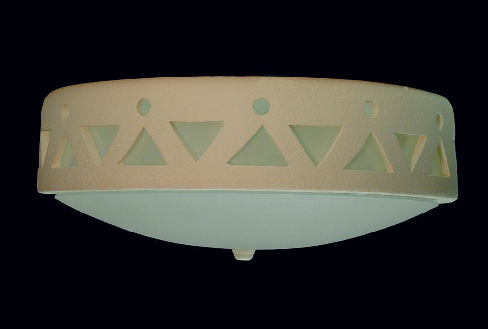 Flush Mount Ceiling Fixture-Tribal Drum-Tan-Indoor