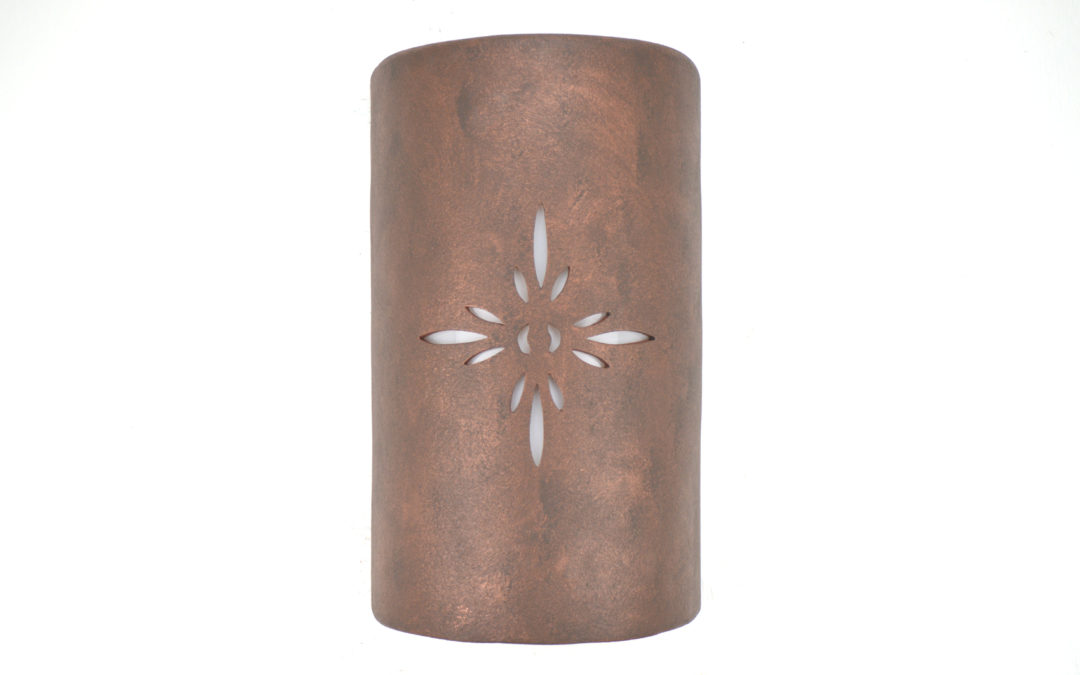 14″ Wall Sconce-Custom Star-Half Round-Open Top-Antique-Copper-Interior-Exterior